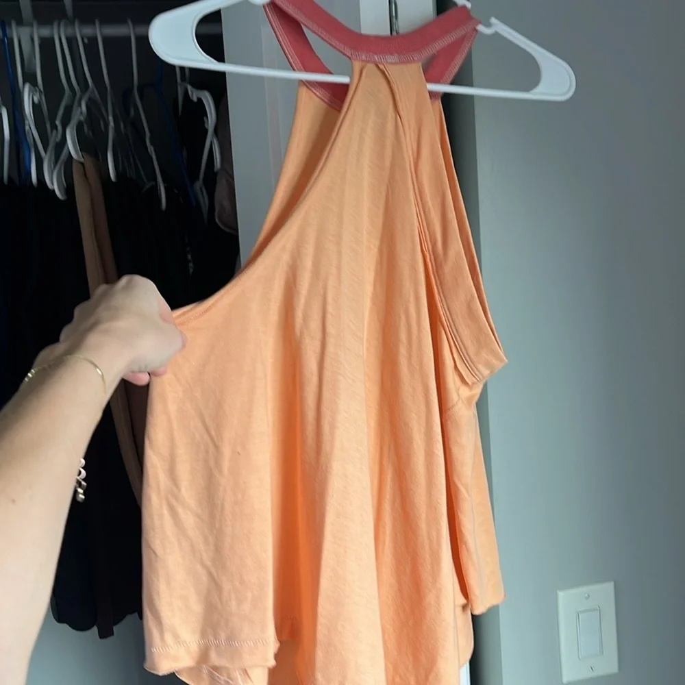 Free People Orange & Pink Flowy Tank, NWOT